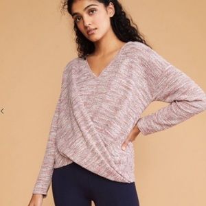 Loft twist front long sleeve v-neck sweater